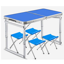 WNN-URG Outdoor Pieghevole Tavolo con ombrellone Hole e 4 sedie, Campeggio Portatile di Picnic Tabella Buffet Wedding Cucina Colazione Bar Set Market Garden Partito dell'automobile al Coperto URG