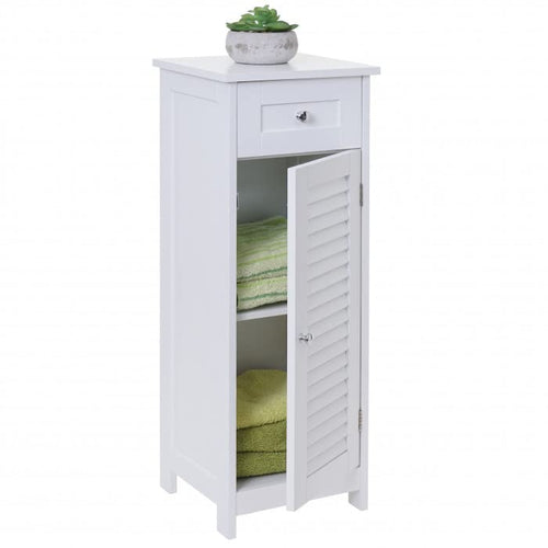 Mendler Arredo bagno serie HWC-F75 MDF bianco 30x32x88cm armadietto cassettiera