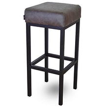 Damiware Bruce - Sgabello da bar realizzato a mano, in acciaio con rivestimento in microfibra e pelle, 75 cm