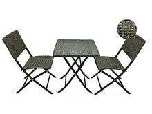 Michele Sogari & C. Srl Set Giardino Bistrot Tavolino e 2 Sedie in Metallo e Simil Rattan Colore Antracite