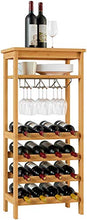 OLDJTK Wine Rack 16 Bottle Holder Vino dell'organizzatore di immagazzinaggio con 6-9 Supporto di Vetro 4 Tier 4 Tier Holder Vino Free Standing bambù 47x29x100cm (L * W * H)