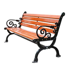 Panca da giardino, panca lounge da terrazza per esterni, sedia in ghisa a 3 posti con braccioli, panca a doghe con schienale in legno massello anticorrosivo resistente alle intemperie, per mobili da