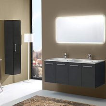 Kiamami Valentina Mobile Bagno SOSPESO 120 CM con Ante E Doppio LAVABO Specchio LED | Boston