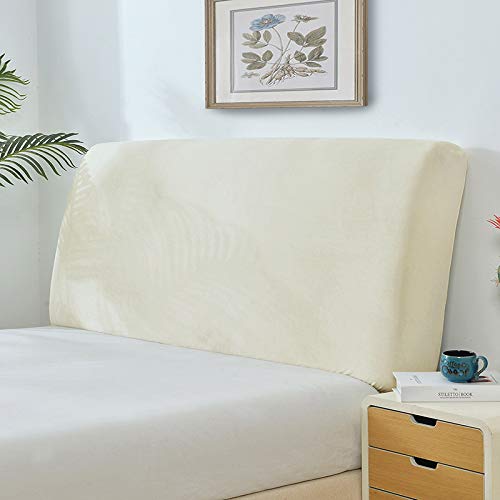 Copri Testata Letto In Cotone, Velluto Addensato Elastico All-Inclusive Protezione Della Antipolvere, Per Letto Matrimoniale In Pelle/Legno Massello,Beige-L90-110cmxH65cm