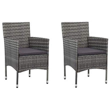 SKM Set Mobili da Pranzo da Giardino 3 pz Grigio Polyrattan Acacia (17.5kg) Grigio-8313