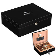 QINJLI Grande Doppio Strato di Cigar Box con Legno di Cedro Foderato con 25-50 sigari, Perfetto Tavolo for Cigar Box Set (con igrometro e umidificatore)