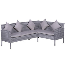 Set Salotto da Giardino in Rattan 2 Divani Angolari Tavolino 2 Sgabelli Miozzi Grigio