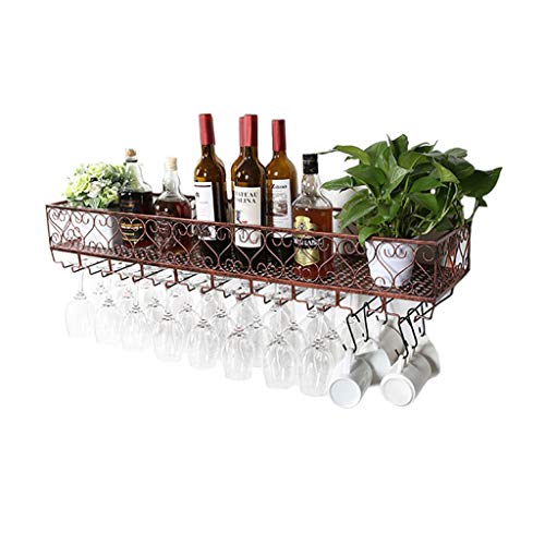 ZRX-porta bottiglie da vino Cremagliera del Vino | Rastrelliera per soffitto in Ferro Metallo con mensola a Muro | Scaffalature per Vino | Porta Bicchieri e calici Porta Bicchieri Porta Vino calici