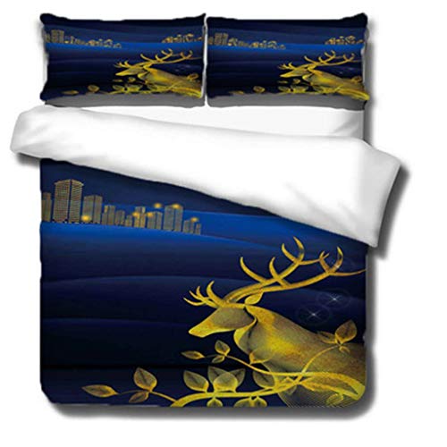 DEWUFAFA Cover Duvet Antelope 2 Piumino 3D Stampato 3D Set di biancheria da letto con chiusura con cerniera Design unico Cover per trapunta antiallergica (Color : Style02, Size : Single:53