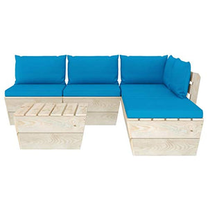 FAMIROSA Set Divani da Giardino su Pallet 6 pz con Cuscini Legno Abete-3544