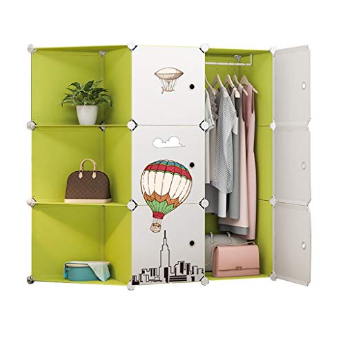 Locker 3-Gitter Armadio Armadio Hanging Rimovibili di Plastica 6-Porta Angolo Scaffali Abbigliamento Home Camera Verde 111X47X111CM MUMUJIN