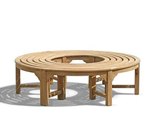 Panca Rotonda a Forma di S Fermo, Resistente alle intemperie, in Teak Massiccio, Diametro Esterno 150 cm, Rotonda o semicircolare 180°