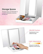 TOGETOP Specchio per Trucco con Luci 32 LED Specchio per Trucco da Tavolo con Luminosità Regolabile/Rotazione 270°/Doppia Alimentazione/Touch Screen/Scatola di Immagazzinaggio/Ricarica USB(Bianco)