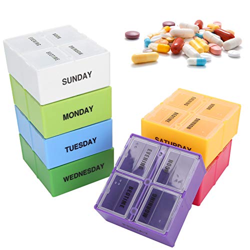 Scatola organizer per medicinali per pillole, dispenser settimanale per pillole per 7 giorni, contenitore per gioielli per medicinali settimanale di grande capacit¨¤ per pillole, caramelle, gomme da m