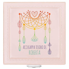 Maverton scatola portagioie con stampa - con specchio - cofanetto portagioielli personalizzabile - in similpelle - rosa - 16x16x11cm - idea regalo lei - sogno