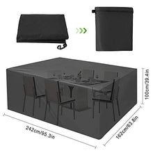 phixilin Copertura Mobili Giardino, Impermeabile Telo Copertura per Giardino Mobili Tabella 210T Poliestere con Rivestimento PU Copri Coperture per Arredo Esterno Coperture - Nero (242 * 162 * 100cm)