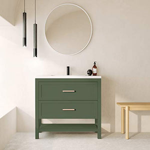 Randalsa Mobili Olive | Matt English Green | Manico in Oro Rosa | 80 X 88,5 X 45 cm + lavabo in Ceramica