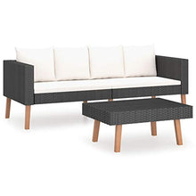 Tidyard Divano da Giardino con Tavolino in Polyrattan Nero,Divano da Esterno con Tavolino in Polyrattan,Divano da Giardino Esterno con 2 Posti,Divano da Giardino Esterno con 3 Posti