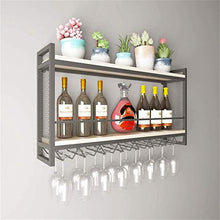 Leifeng Tower Classico Wallmounted Legno e Iron & Wine Bottle Rack e Supporto di Vetro, 2 Livelli di Storage mensola della Parete della Decorazione 39.4 7.9 x21.6