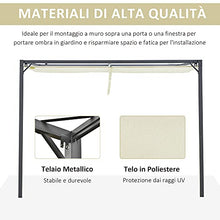 Outsunny Gazebo Pergola 3x3m da Giardino in Metallo con Tettuccio Scorrevole Bianco Crema, Pergola da Giardino a Parete