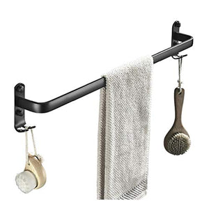 Yyqx Portasciugamani Spazio Alluminio Towel Rack unipolare tovagliolo Muro rotaie Supporto del tovagliolo Barra di tovagliolo Stand Bagno Asciugamani con Ganci Porta Salviette (Color : Black)