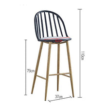 HXCD Sedie da banco da Cucina per Colazione, Sgabello Alto con Schienale, Sgabello da Bar Blu Grigio con poggiapiedi, Struttura in Metallo, Cuscino in Tessuto, Altezza Seduta: 67 cm / 79 cm