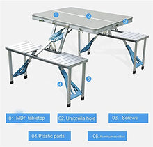Tavolo da picnic all'aperto Tavolo da campeggio pieghevole all'aperto con 4 sgabelli monopezzo, tavolo da picnic pieghevole portatile, perfetto per la spiaggia, campeggio, picnic, cookouts Bbq Party T