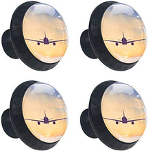 Aeroplano al tramonto Pomelli per Porta Set di 4 Pomelli per Mobili Manopole per Cassetti Cucina Armadio Vetro