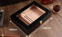 DPLQX Humidor per sigari ammezzati, Caja de cigarros sigari armadi, Peso Leggero Piccole Dimensioni Viaggio Risparmia Spazio con igrometro e umidificatore,Black_238x188x48mm/9x7x2in