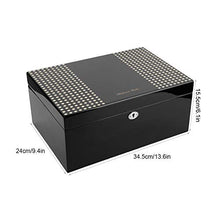 Porta Humidor per sigari, portasigari in legno elegante da viaggio portatile Scatola per sigari di grande capacità con umidificatore, vassoio di cedro rimovibile, contiene 120 sigari (nero)