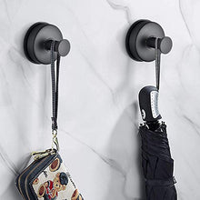 JOMOLA 2 ganci per asciugamani da bagno in acciaio inox con ventosa per appendere asciugamani da cucina, utensili da cucina, ganci a ventosa, nero opaco
