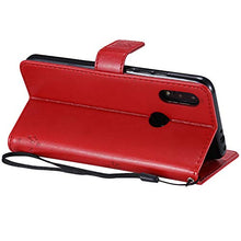 Robinsoni Custodia Compatibile con Xiaomi Redmi 7 Cover Folio a Fogli Mobili Cover Libro Pelle PU Case Taccuino Cover Portafoglio Custodia Libretto Retro Flip Caso Gatta in Rilievo Cover,Rossa