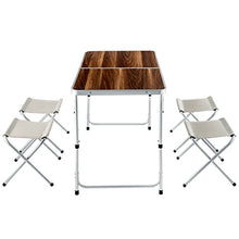 TecTake Tavolo Campeggio con 4 seggiolini richiudibile a Valigetta Giardino Picnic Alluminio | Forma ripiegata/Chiusa (lungh. x largh. x h) 62x62x6,5 cm