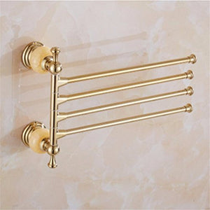 MBYW Portasciugamani Portasciugamani da Bagno Portasalviette Rotante in Stile Europeo portasciugamani in Giada Color Oro a Tre o Quattro aste Bagno multiasta, Pietra a Quattro Punte Color Oro Giallo