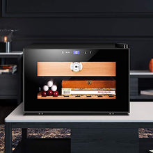 VIY Umidificatore per Sigari, Humidor, 12-23 °C, Display Digitale, 50 W, 38 Db, Illuminazione a LED, 25 L, Touch, 150 Sigari, Ripiani in Legno di Cedro, Nero