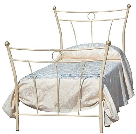 Europrimo Letto Singolo in Ferro Battuto Classico Stile Italiano Avorio Bianco Anticato Arco