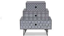 Zerone, comodino per camera da letto, armadietto laterale con 3 cassetti, per camera da letto, bagno, soggiorno, grigio, 52 x 30 x 55,5 cm