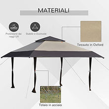 Outsunny Gazebo da Giardino Pieghevole 3.96x3.96m in Metallo, Gazebo Portatile con Borsa da Viaggio, Cachi