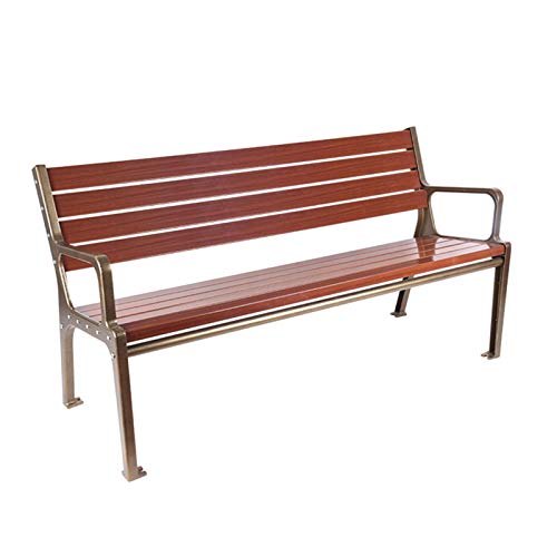 Panchina per il tempo libero da giardino panchina da giardino, Panca 3 posti in legno massello con braccioli, Panca in alluminio pressofuso resistente alle intemperie con schienale, Mobili da giardi