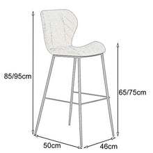 LLT Pratici Sedie Sgabello moderno bar Sgabelli - Sedie schienale robusto metallo pelle Telaio, Contatore Stool comodi cuscini di seduta, casa Caffè Ristorante Sgabelli,bianca,65 cm