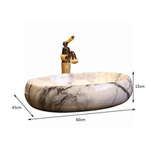 Marmo modello arte sopra lavabo contatore lavabo lavabo ovale grande sopra lavabo (60x43x15cm) Lavandini bagno