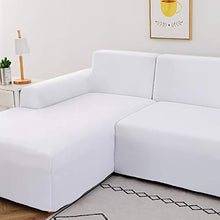 JuneJour Copridivano con Penisola Elasticizzato Chaise Longue Sofa Cover Componibile in Poliestere a Forma di L è Composto da 2PCS， Lavabile sfoderabile Fodere per Divano Angolare