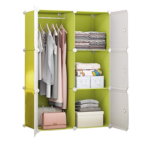 Locker 6 Porte Armadio Armadio Hanging Rimovibili di Plastica 3-Gitter Scaffali Abbigliamento Home Camera Verde 75X47X111CM MUMUJIN