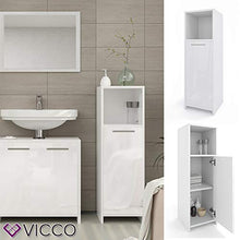 Vicco Mobiletto bagno medio Kiko Armadietto bagno Bianco/Cemento/Bianco lucido