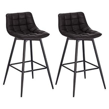 WOLTU BH249an-2 Sgabelli da Bar Stile Industriale Alta Sedia da Cucina in Ecopelle Antracite Gambe in Metallo 2 Pezzi