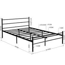 DORAFAIR Letto Matrimoniali Moderni Letto di Metallo Frame Stabile Nessun Rumore 140x200cm Nero