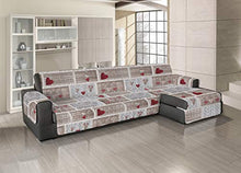 BIANCHERIAWEB Copridivano Trapuntato per Divani con Penisola Disegno Shabby Love 240-245 cm Rosso