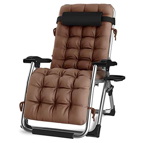 lilizhang Reclinabile Sdraio da Spiaggia, Comodo Extra Larga gravità Zero reclinabile Terrazza Registrabile Pieghevole reclinabile con Cuscini di Sostegno 440lbs Multifunzionale Chair (Color : Brown)