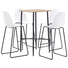 Tidyard Set 5 pz da Bar Design Moderno Alto in Tessuto Rovere e Crema/Nero/Bianco,Set Tavolo Quadrato e 4 Sedie da Bar Alti in Tessuto,Set Tavolo e Sedie da Cucina Design Moderno in Tessuto