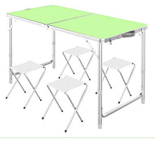 Set da tavolo e sedia pieghevole con 2/4 panchine portatili Dimensioni pieghevoli (lunghezza x larghezza x altezza) 63 x 61 x 7,5 cm, verde (4 sgabelli)